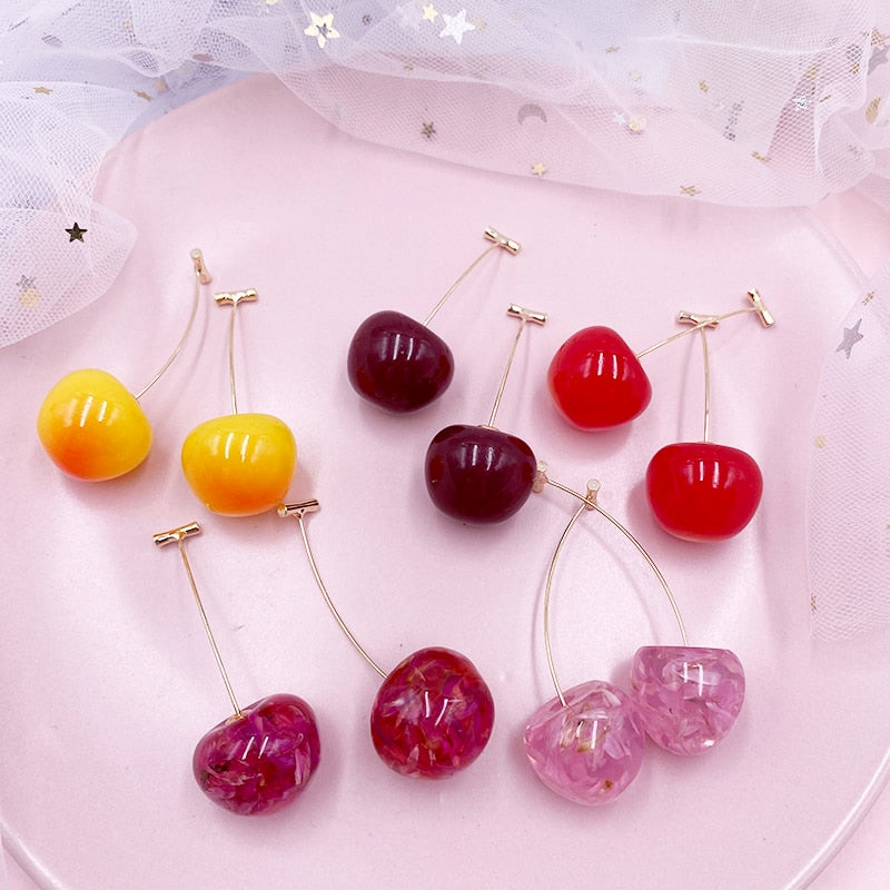 Cherry Earrings Resin Drop Earrings Montipi