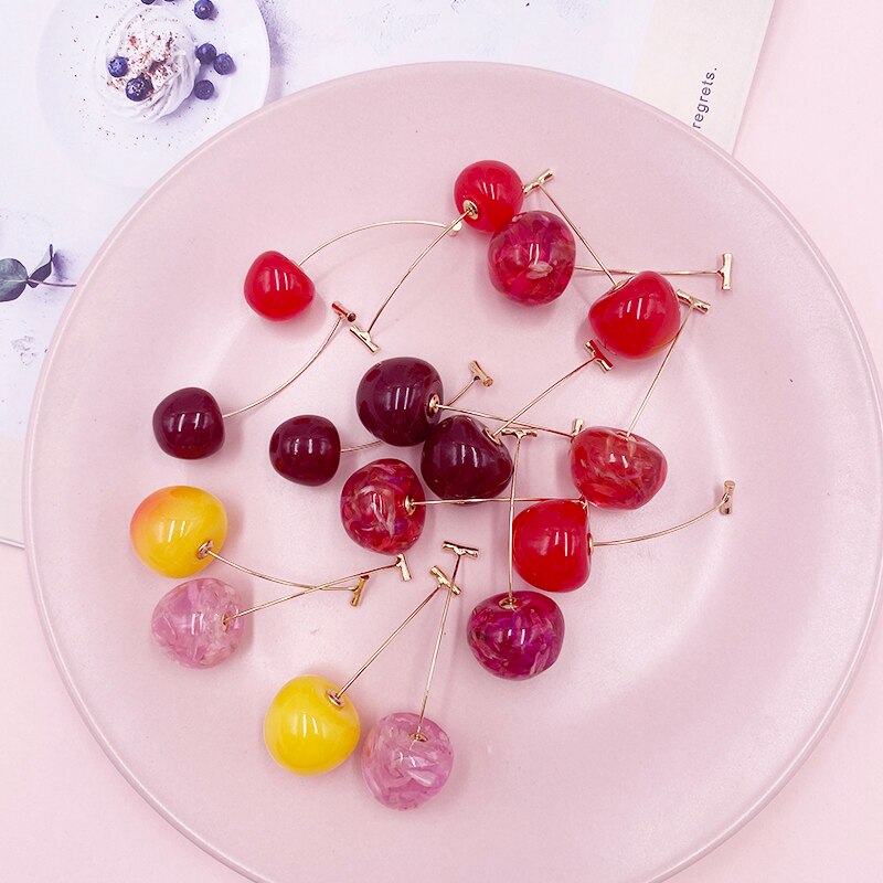 Cherry Earrings Resin Drop Earrings Montipi