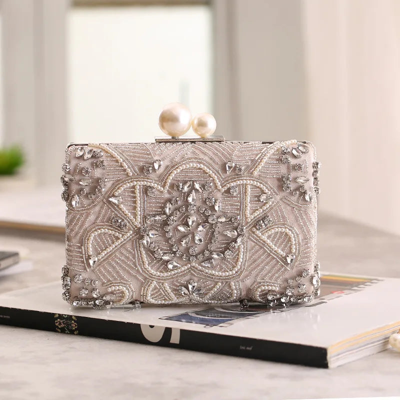 Crystal Pearl Statement Clutch Bag Montipi