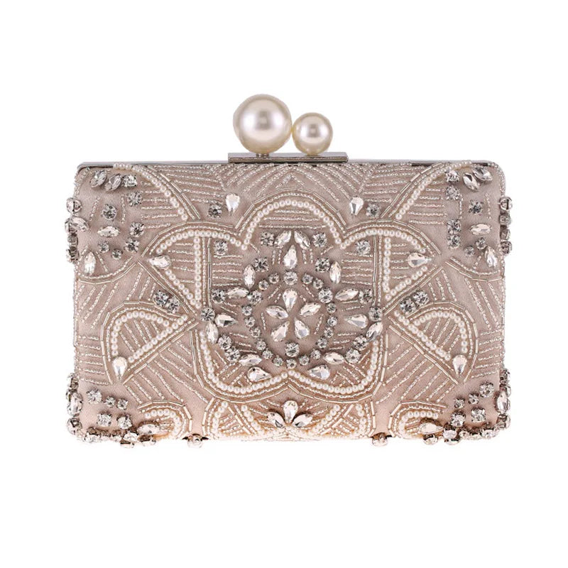 Crystal Pearl Statement Clutch Bag Montipi