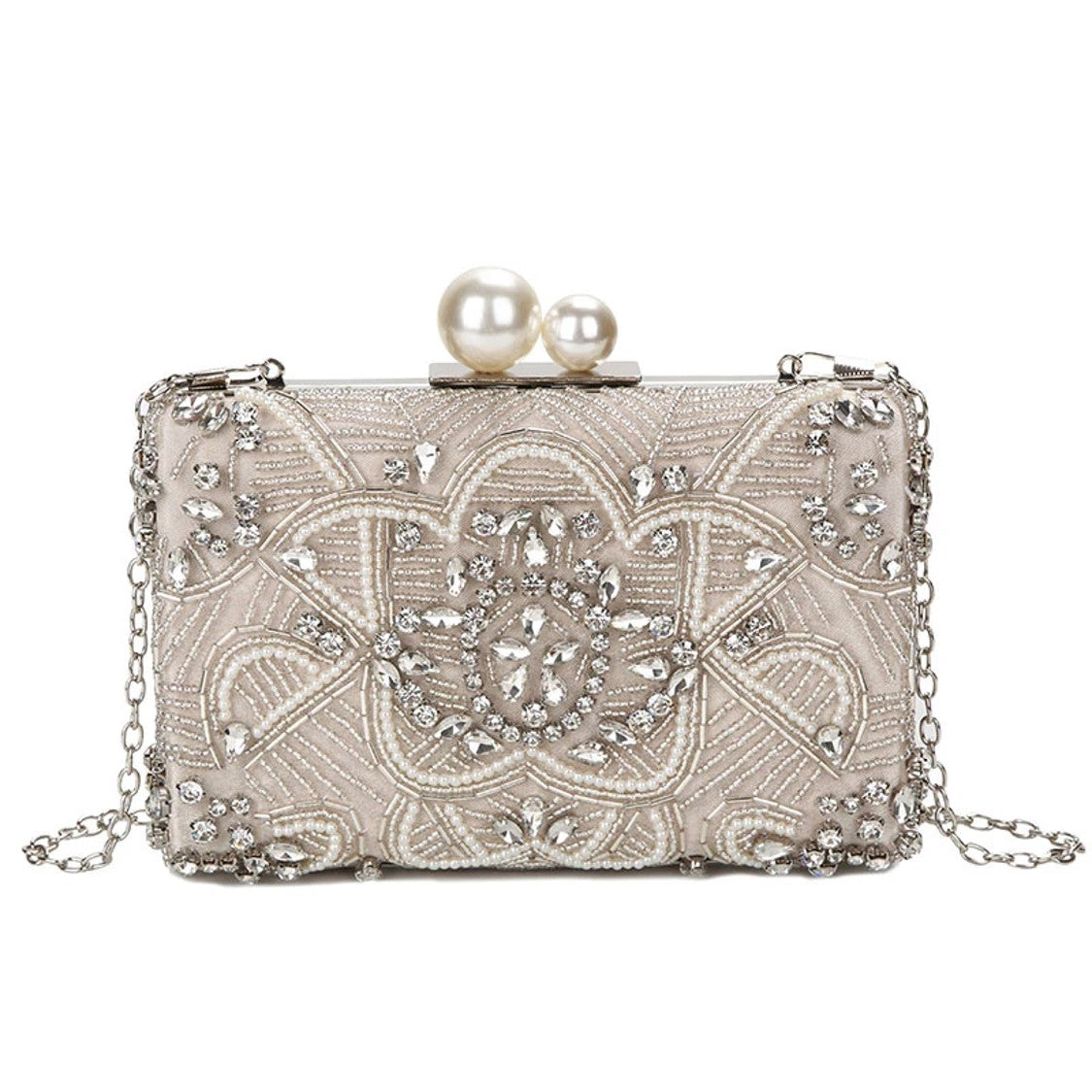 Crystal Pearl Statement Clutch Bag Montipi
