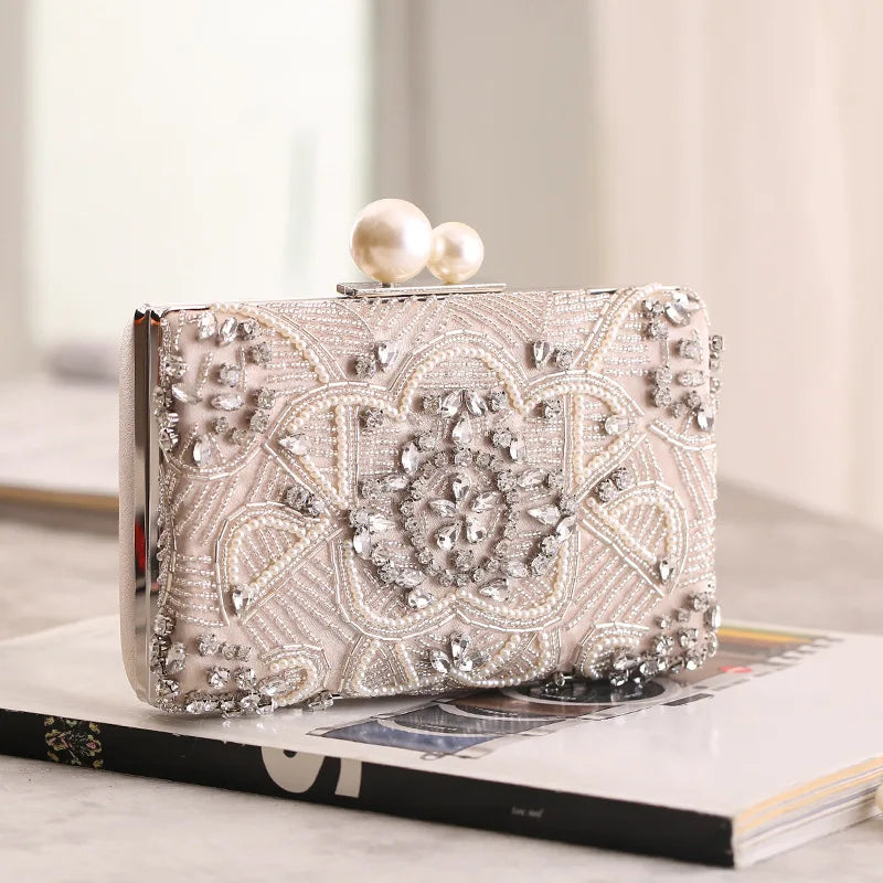 Crystal Pearl Statement Clutch Bag Montipi