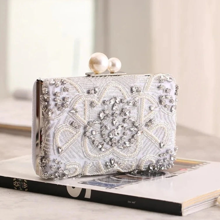 Crystal Pearl Statement Clutch Bag Montipi