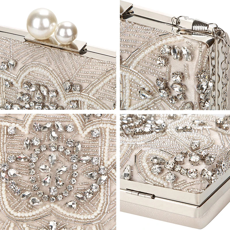 Crystal Pearl Statement Clutch Bag Montipi