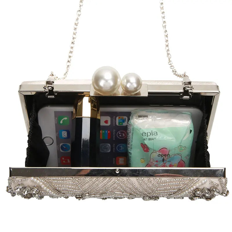 Crystal Pearl Statement Clutch Bag Montipi