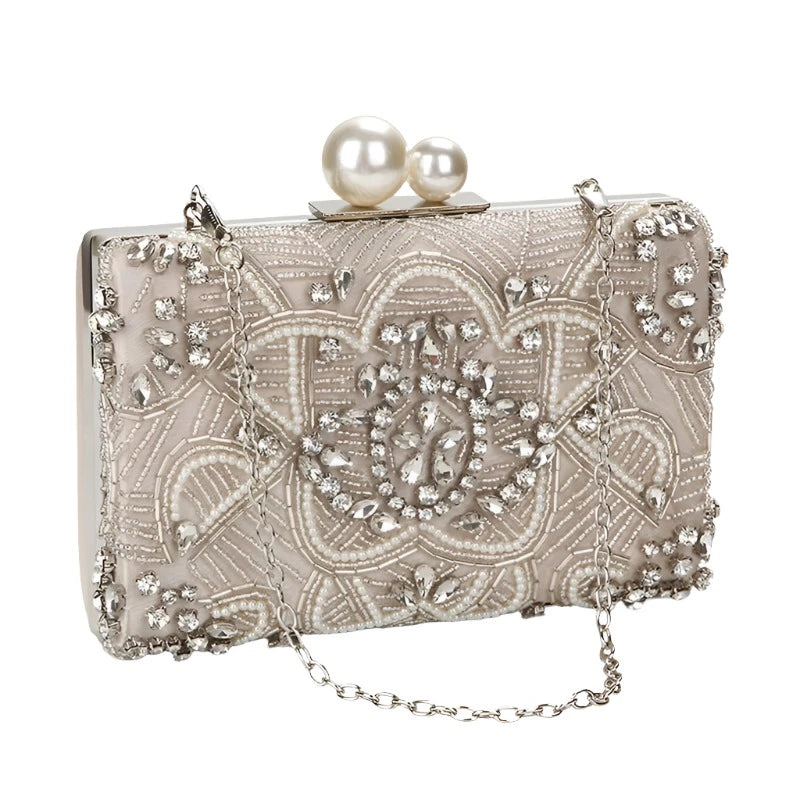 Crystal Pearl Statement Clutch Bag Montipi