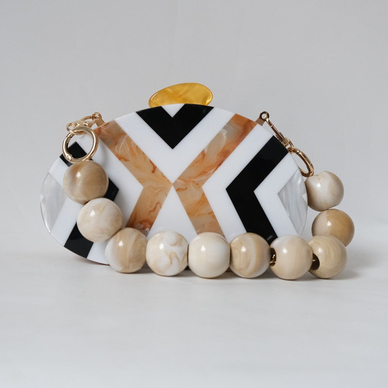 Eclectic Boho Designer Striped Acrylic Clutch Bag Montipi
