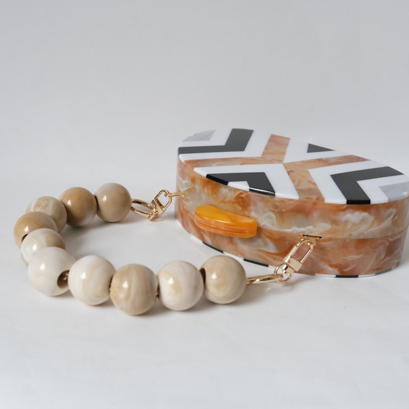 Eclectic Boho Designer Striped Acrylic Clutch Bag Montipi