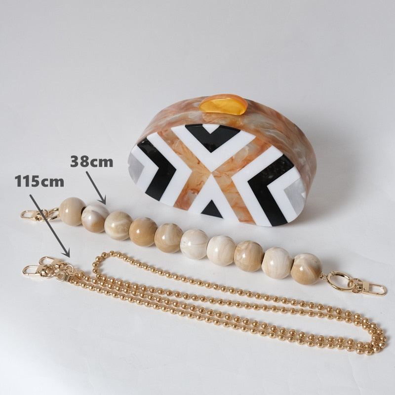 Eclectic Boho Designer Striped Acrylic Clutch Bag Montipi