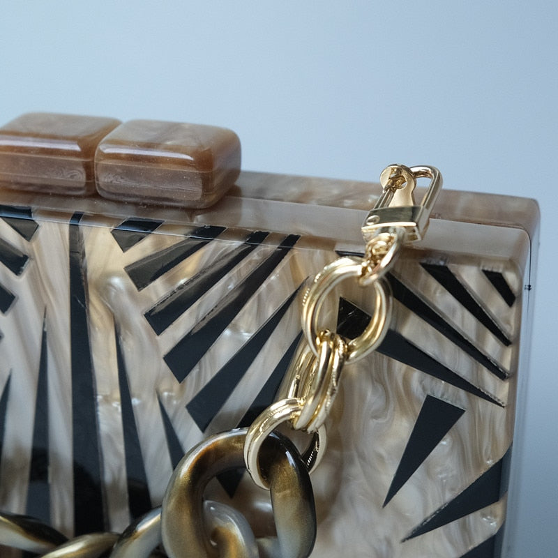 Eclectic Boho Designer Zebra Acrylic Bag Montipi