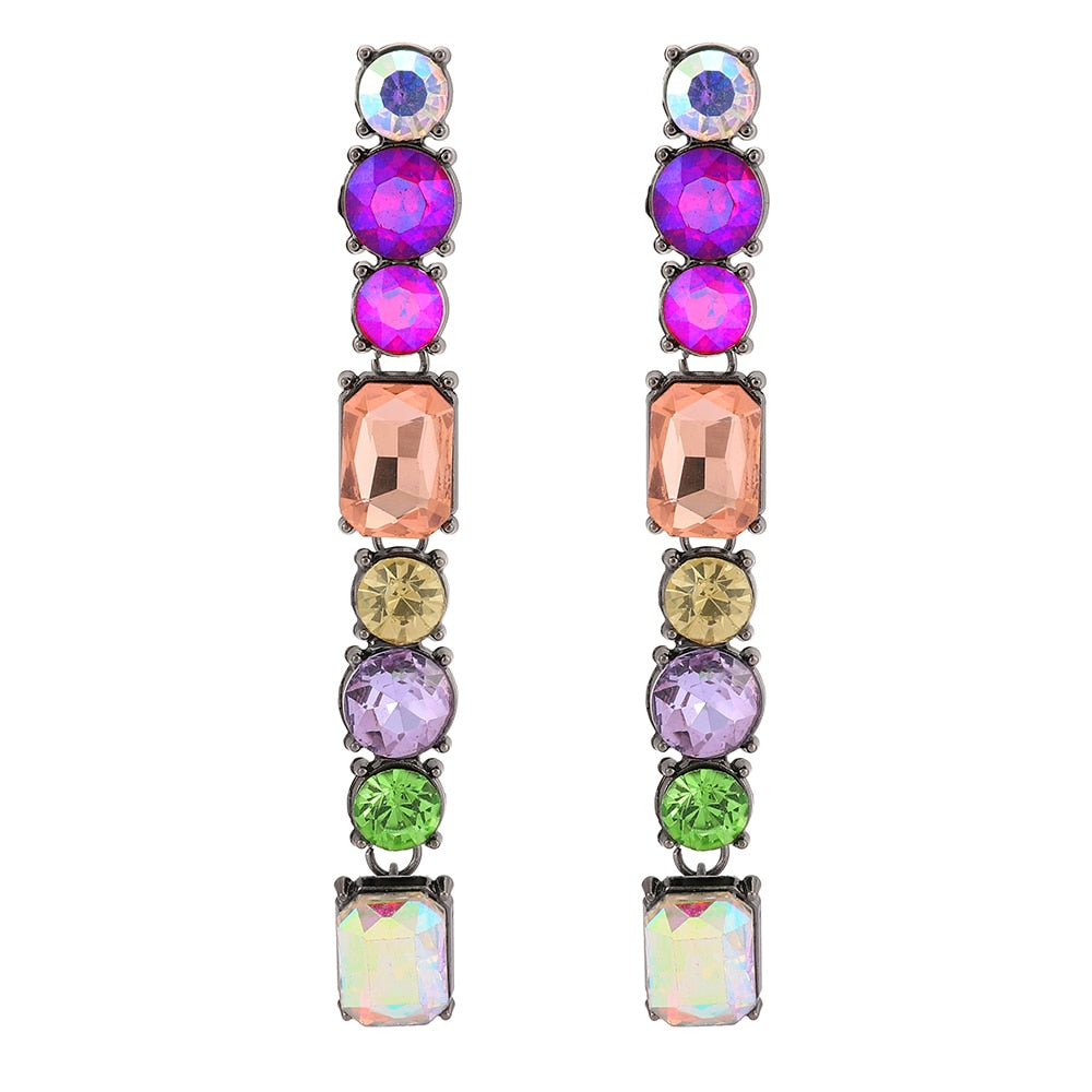 Eclectic Chic Rhinestone Long Drop Earrings Montipi