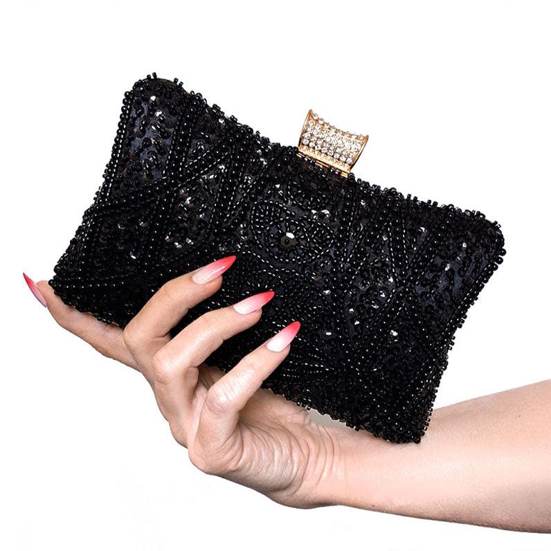 black dress purse Black Beaded Clutch