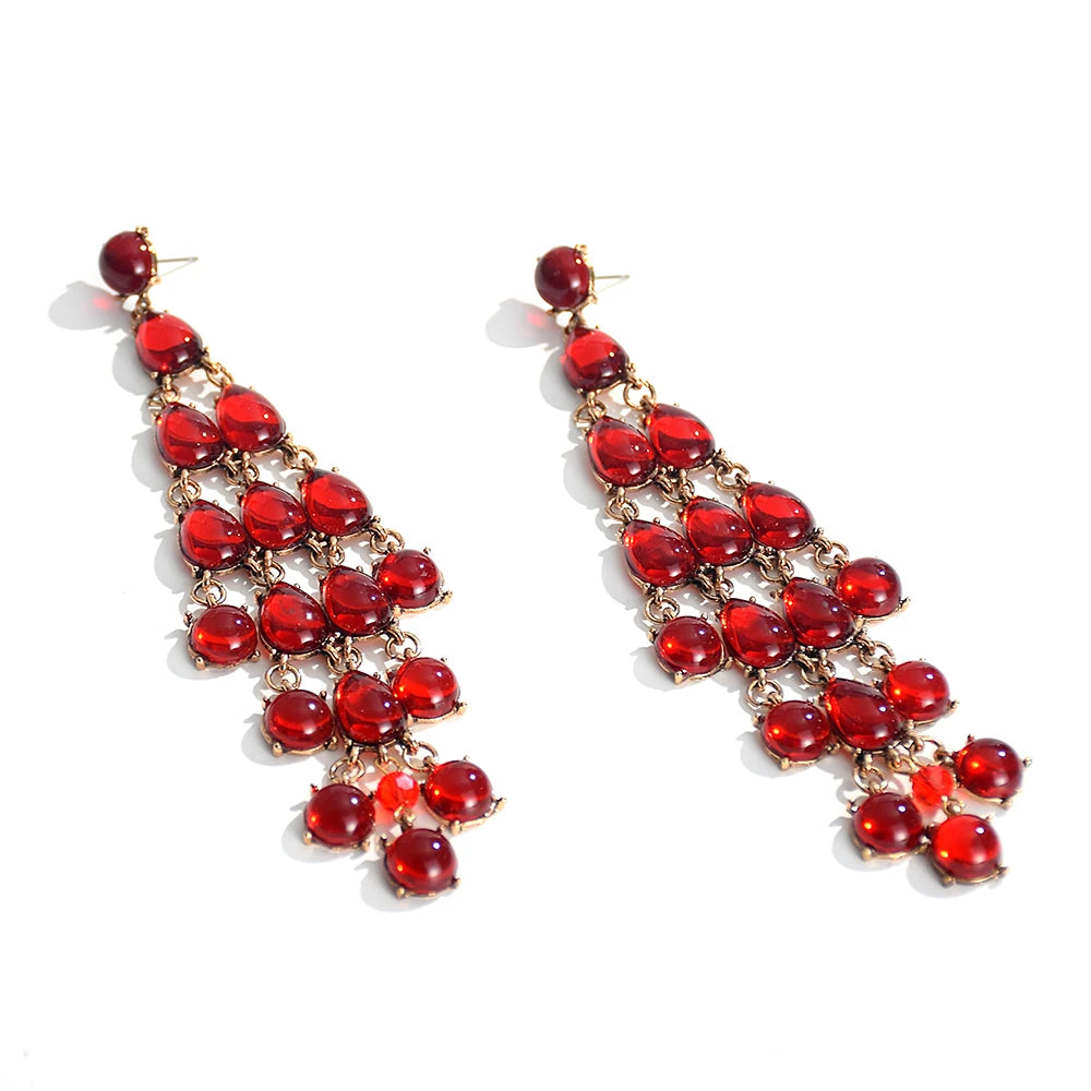 Elegant-Red Crystals-Tassel-Drop-Earrings-by Montipi