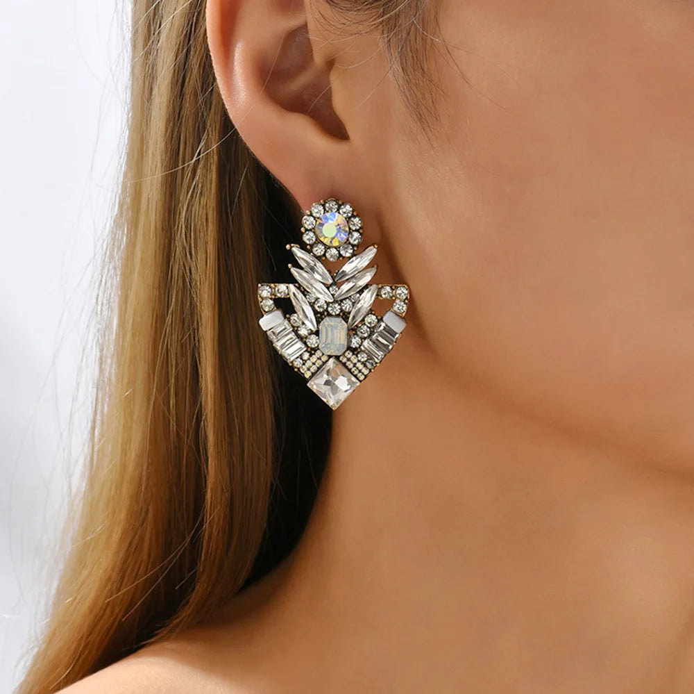 Elegant Silver Crystal Earrings with unique stylish crystal rhinestones design by Montipi Australia