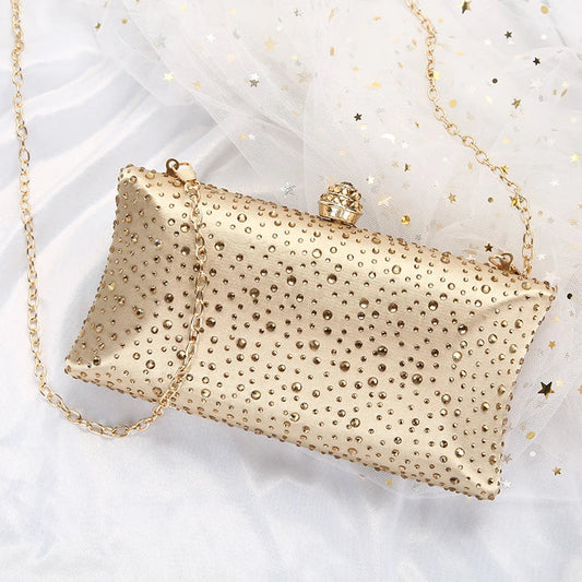 Gold Clutch Bag with crystals by Montipi