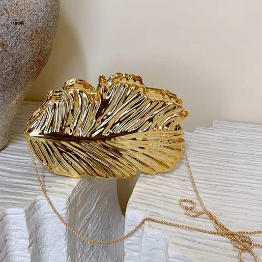 Golden Plume Clutch Bag