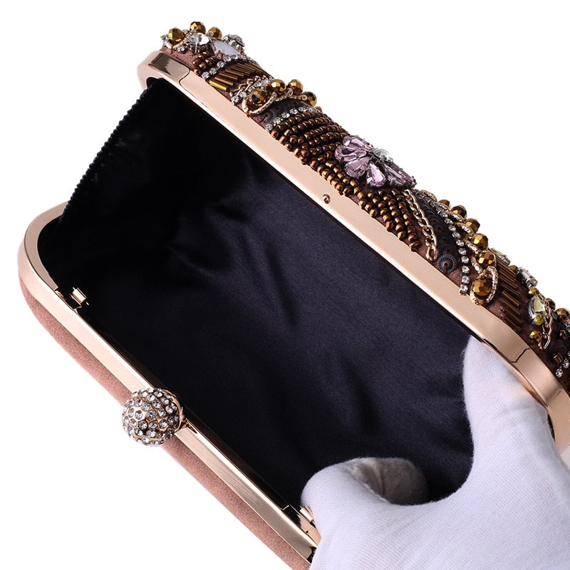 Hippie Chic Crystal Flowers Clutch Bag Montipi
