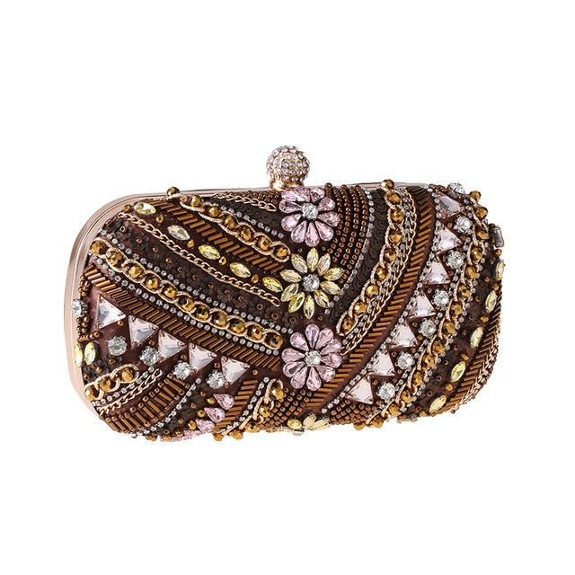 Hippie Chic Crystal Flowers Clutch Bag Montipi