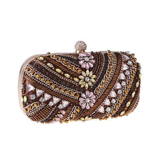 Hippie Chic Crystal Flowers Clutch Bag Montipi
