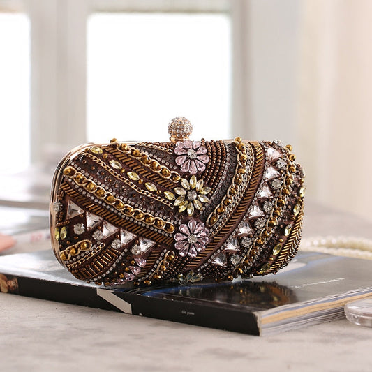 Hippie Chic Crystal Flowers Clutch Bag Montipi