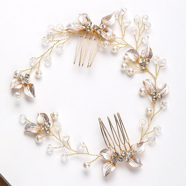 Light Gold Romantic Boho Tiara Montipi