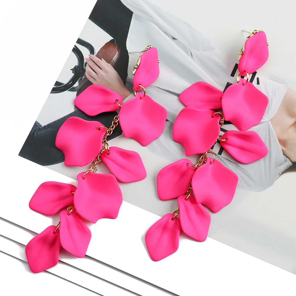 Lila Acrylic Petal Tassel Drop Earrings Montipi