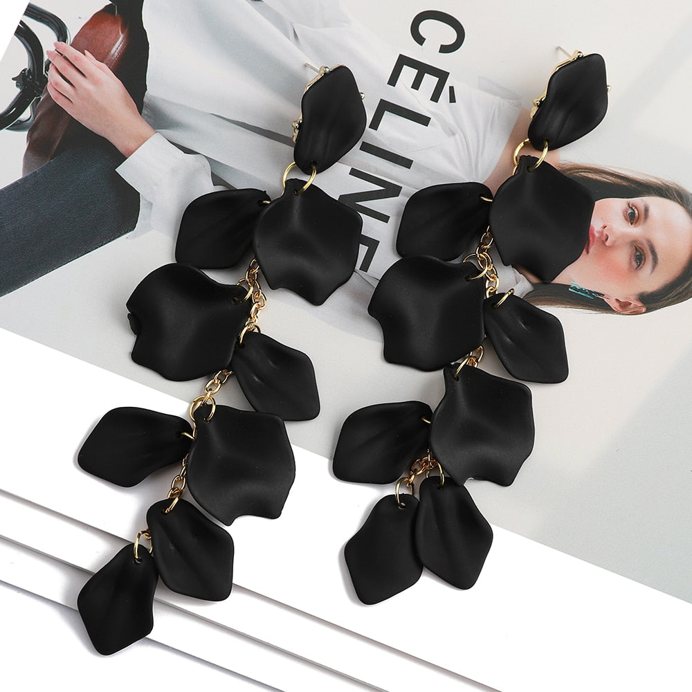 Lila Acrylic Petal Tassel Drop Earrings Montipi