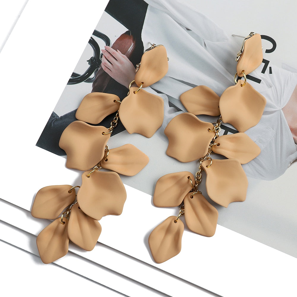 Lila Acrylic Petal Tassel Drop Earrings Montipi
