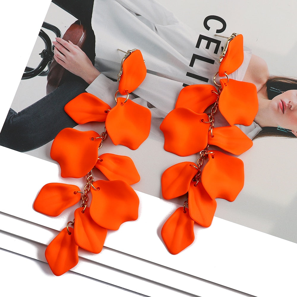 Lila Acrylic Petal Tassel Drop Earrings Montipi