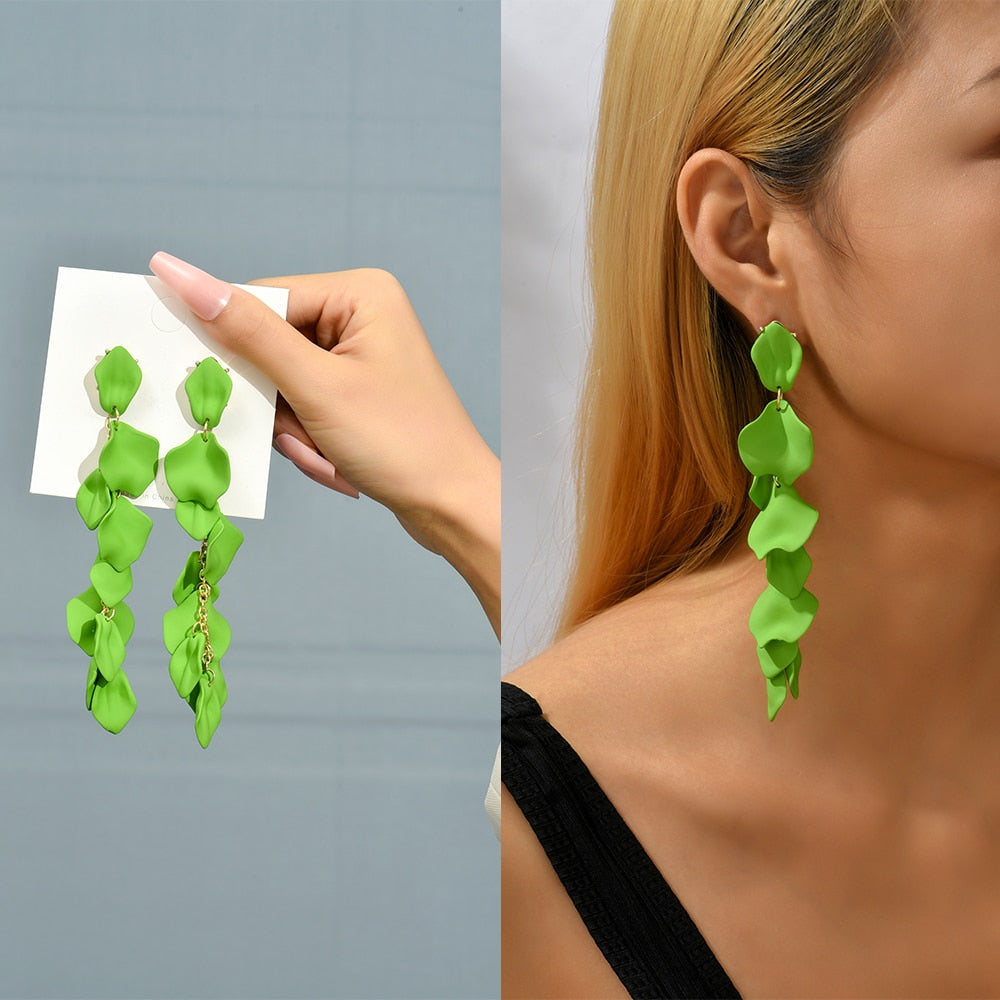 Lila Acrylic Petal Tassel Drop Earrings Montipi