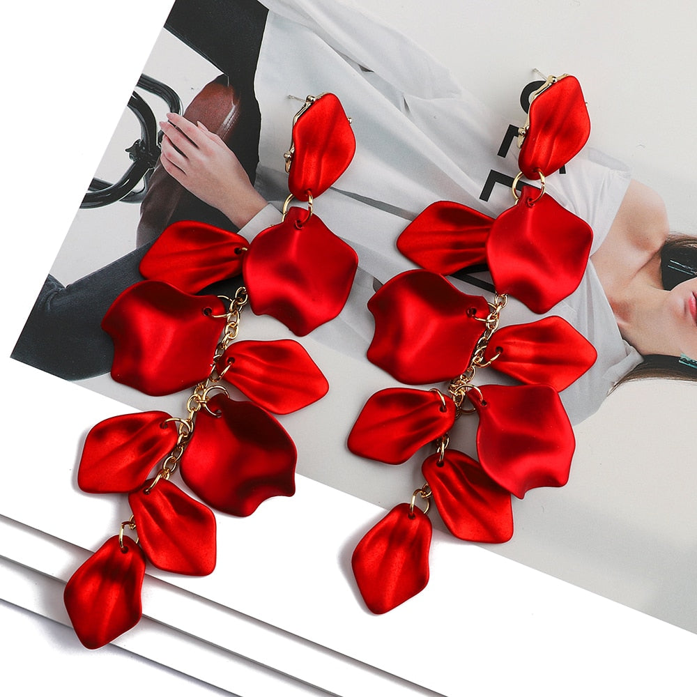 Lila Acrylic Petal Tassel Drop Earrings Montipi