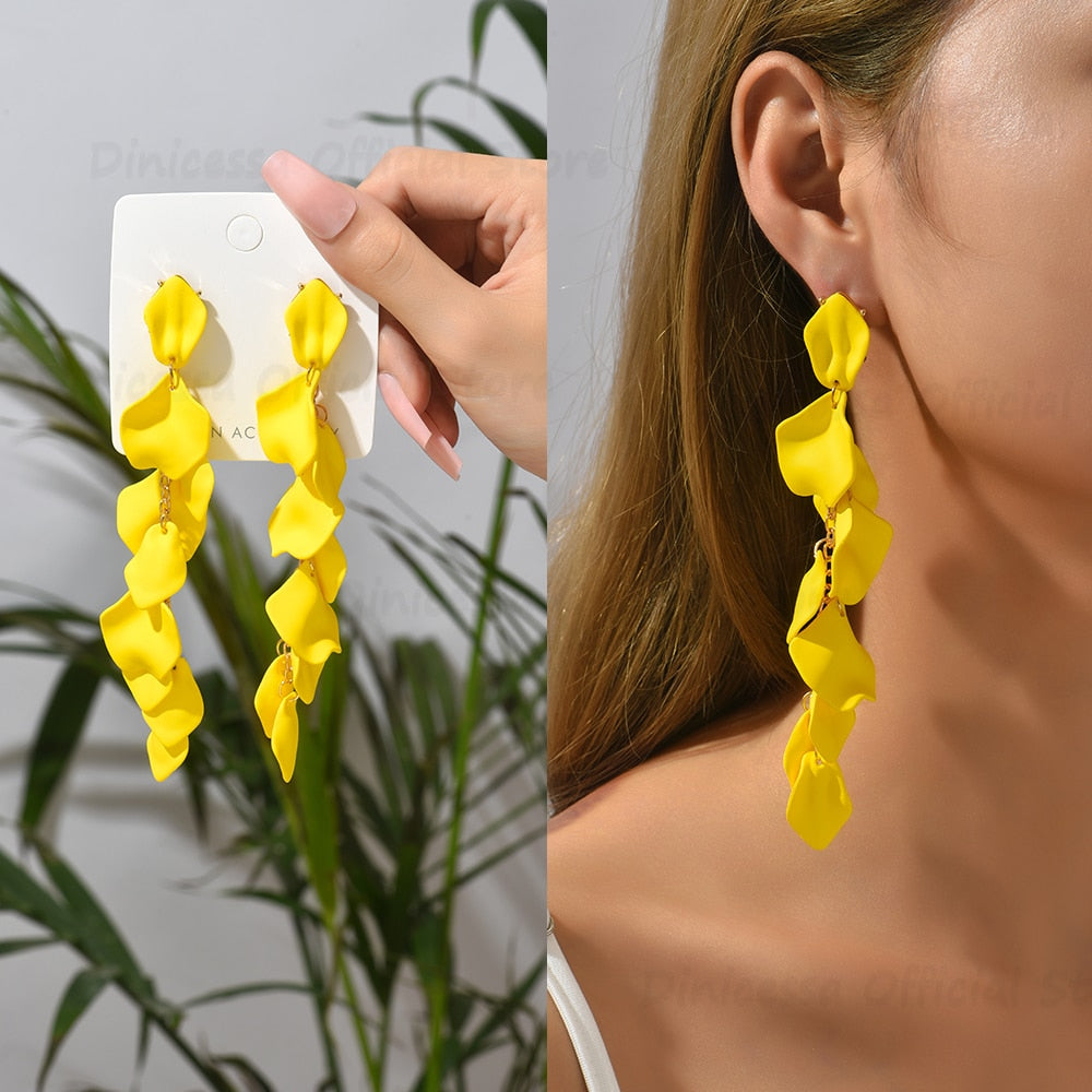 Lila Acrylic Petal Tassel Drop Earrings Montipi