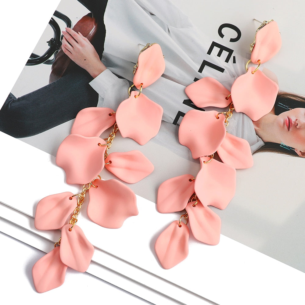 Lila Acrylic Petal Tassel Drop Earrings Montipi