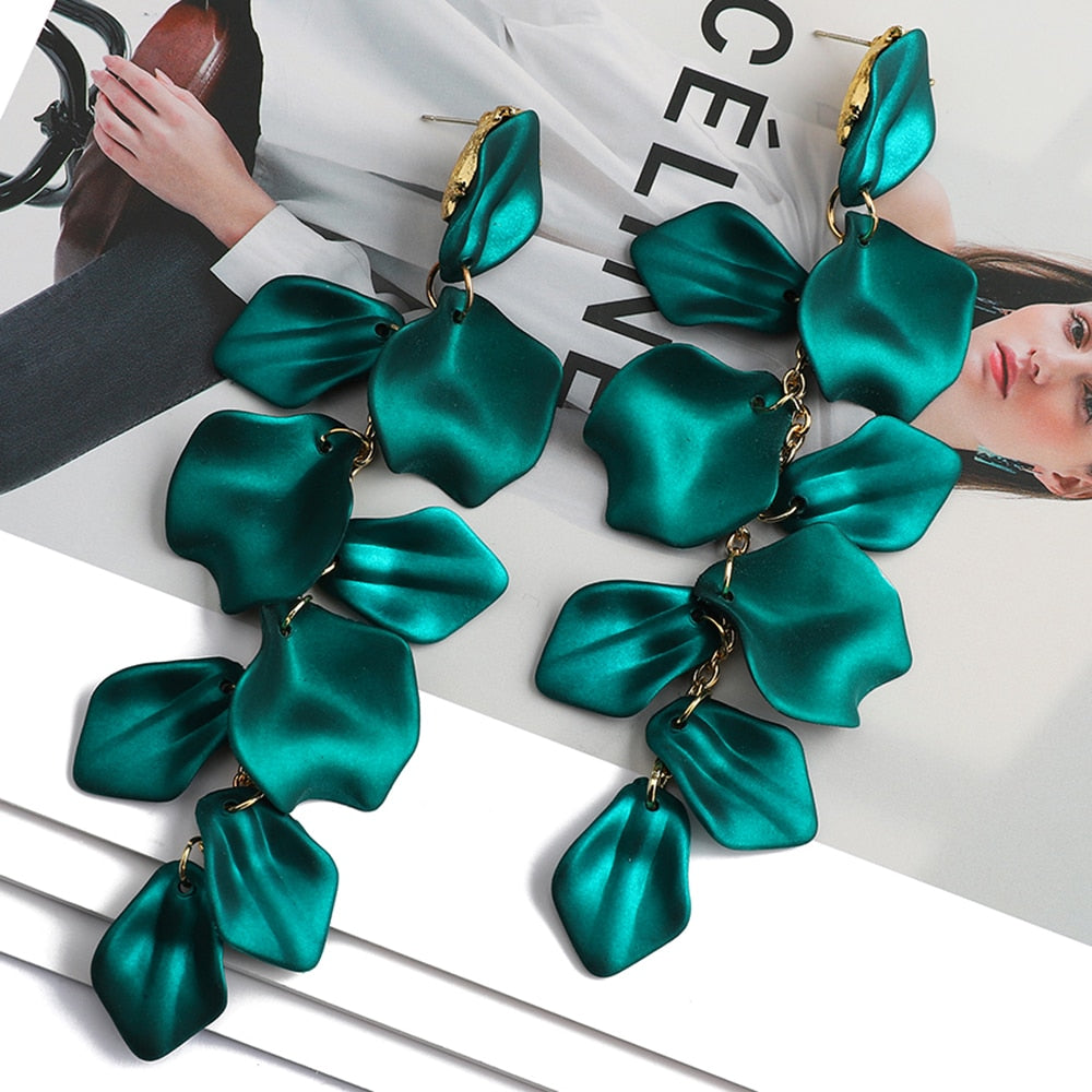 Lila Acrylic Petal Tassel Drop Earrings Montipi