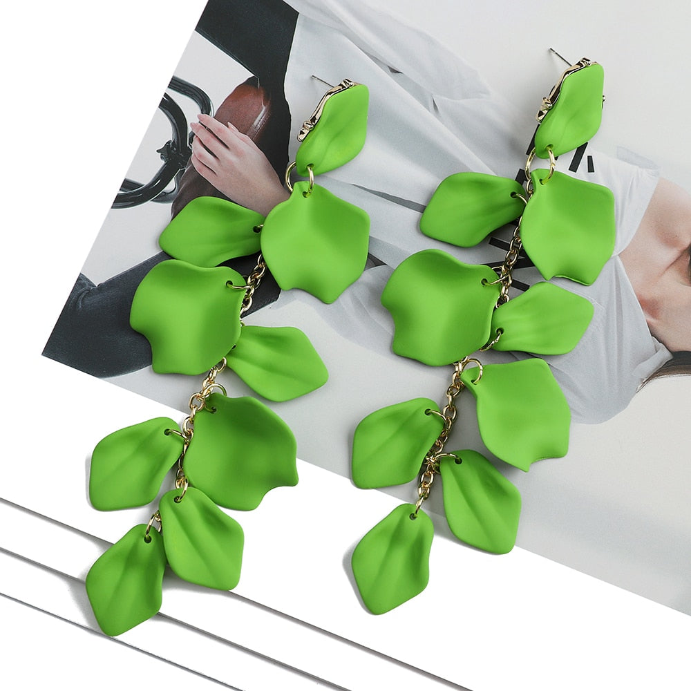 Lila Acrylic Petal Tassel Drop Earrings Montipi