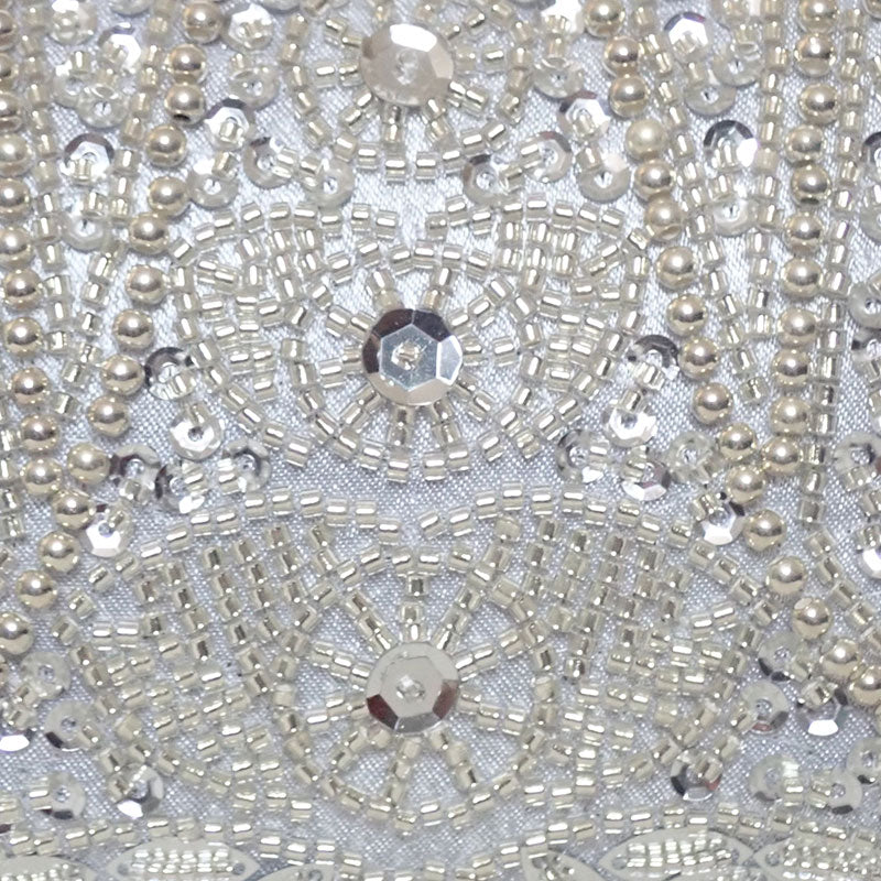 Luxe Silver Beaded Clutch