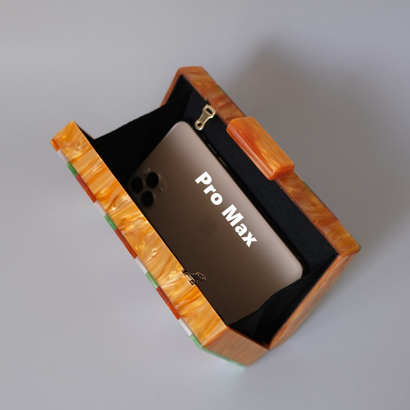 Luxury Amber Striped Acrylic Clutch Bag Montipi