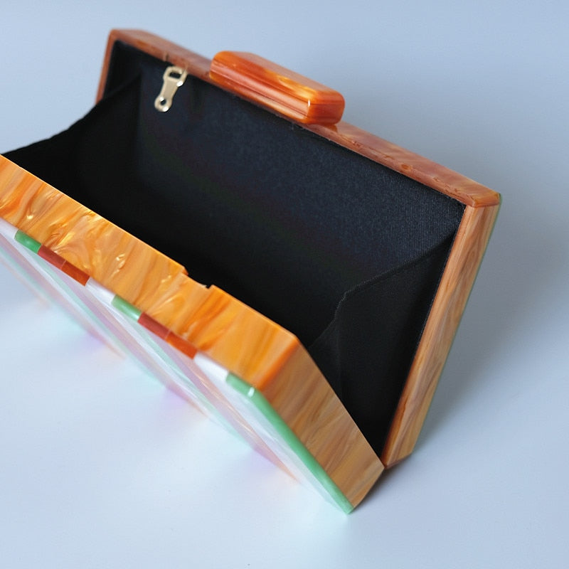 Luxury Amber Striped Acrylic Clutch Bag Montipi