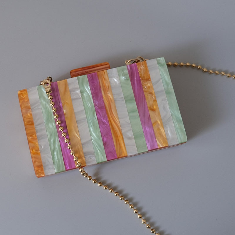 Luxury Amber Striped Acrylic Clutch Bag Montipi