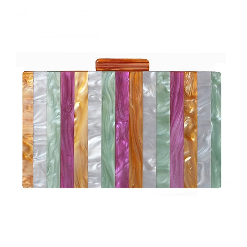 Luxury Amber Striped Acrylic Clutch Bag Montipi