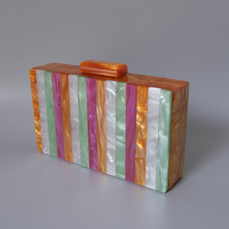 Luxury Amber Striped Acrylic Clutch Bag Montipi