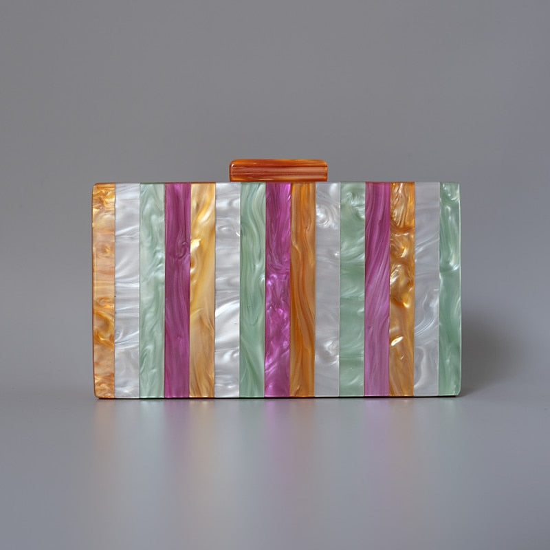 Luxury Amber Striped Acrylic Clutch Bag Montipi