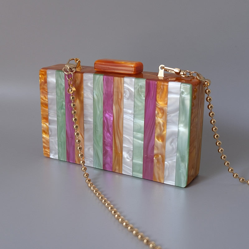 Luxury Amber Striped Acrylic Clutch Bag Montipi