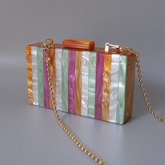 Luxury Amber Striped Acrylic Clutch Bag Montipi