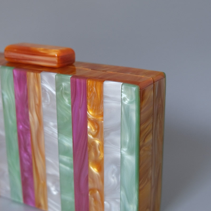 Luxury Amber Striped Acrylic Clutch Bag Montipi