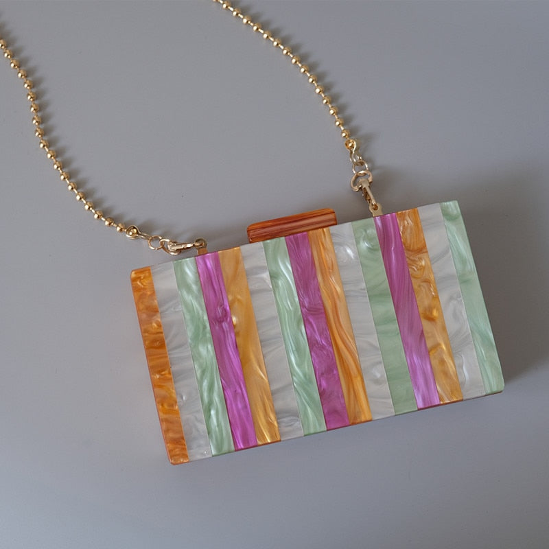 Luxury Amber Striped Acrylic Clutch Bag Montipi