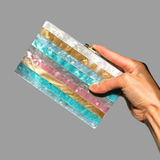 Luxury Aurora Striped Acrylic Clutch Bag Montipi