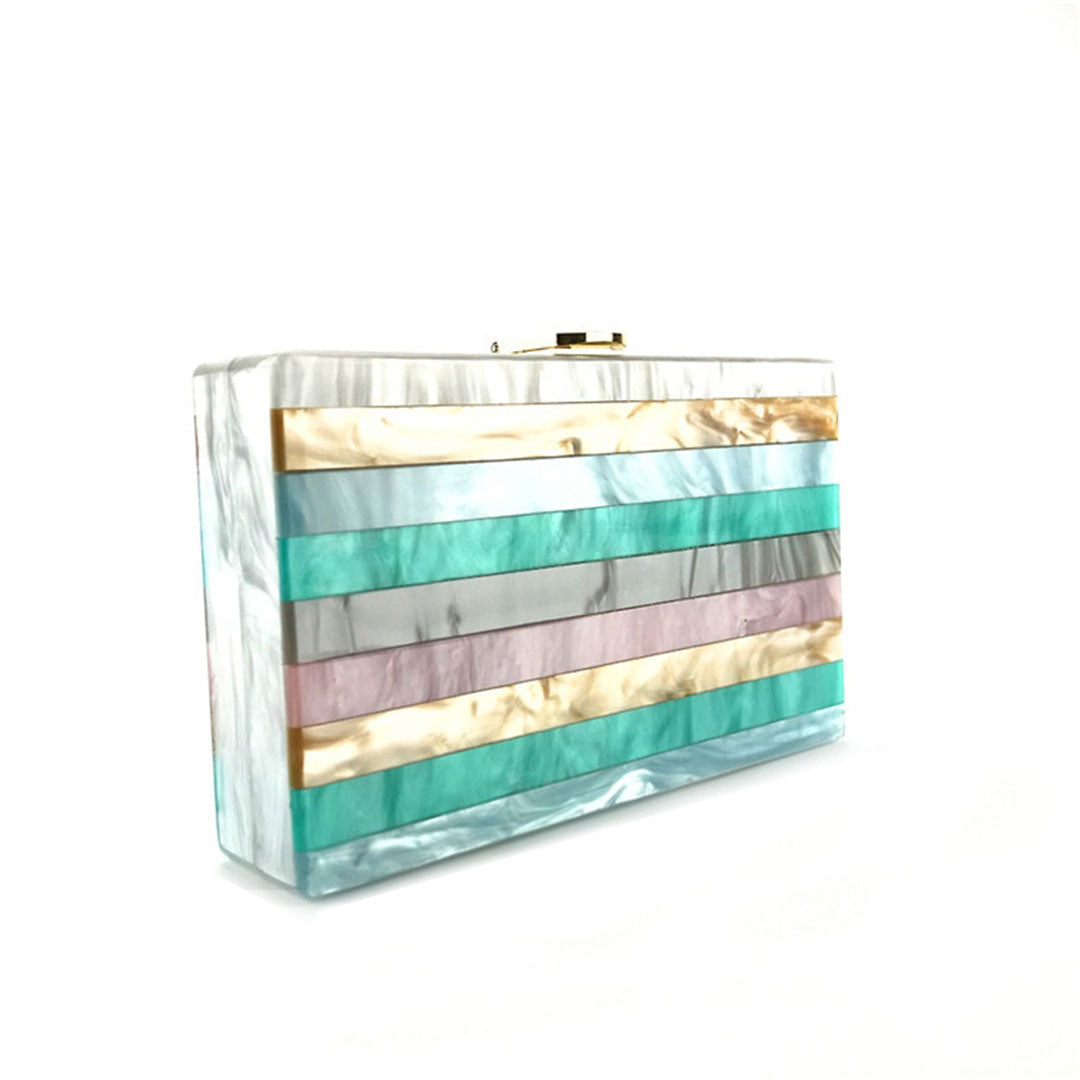 Luxury Aurora Striped Acrylic Clutch Bag Montipi