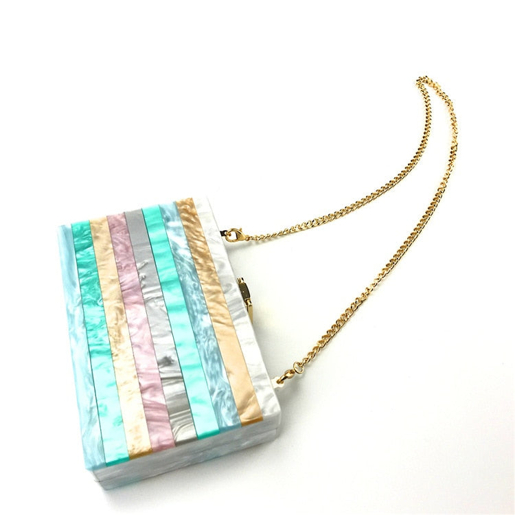 Luxury Aurora Striped Acrylic Clutch Bag Montipi