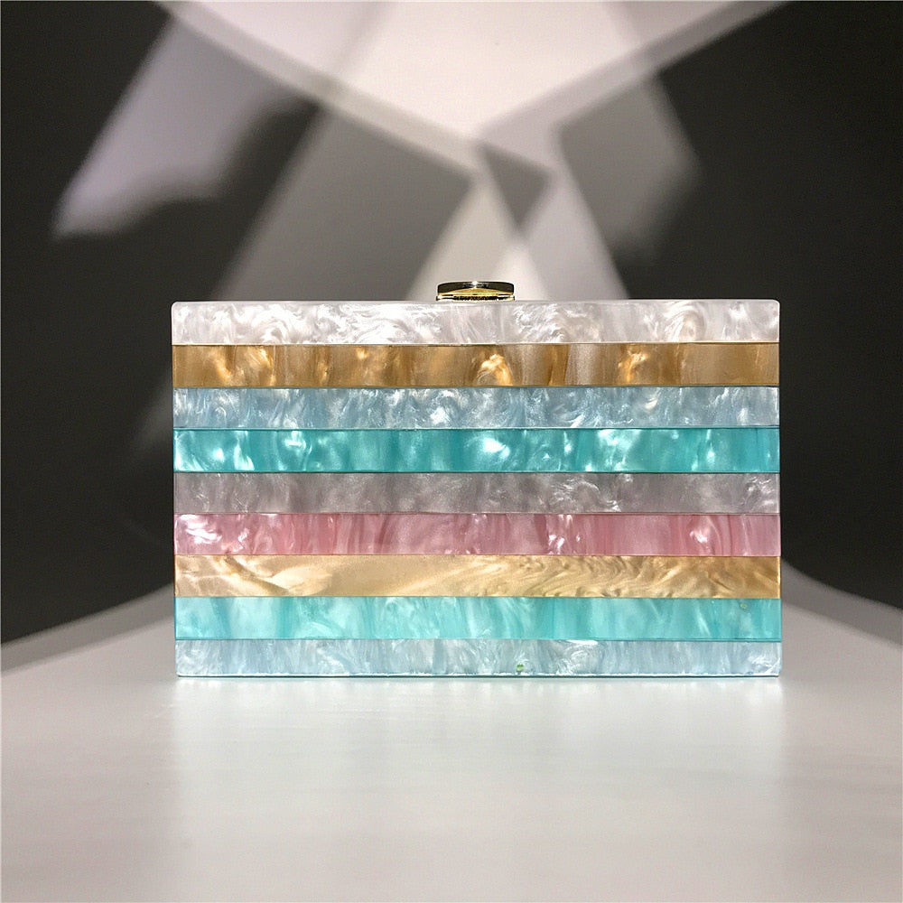 Luxury Aurora Striped Acrylic Clutch Bag Montipi